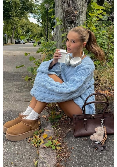 Madmext Bebe Mavisi Bisiklet Yaka Örgü Desen Kadın Triko Kazak Mg2601 Bebe Mavisi