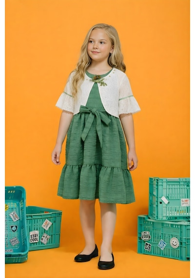 Fesshera Kids Kız Çocuk Elbise Dantel Bolerolu Ve Fırfırlı Elbise Takımı Bayramlık Özel Gün Düğün Elbisesi Yeşil Fesshera Kids Kız Çocuk Elbise Dantel Bolerolu Ve Fırfırlı Elbise Takımı Bayramlık Özel Gün Düğün Elbisesi Yeşil