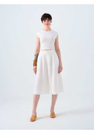 Culotte Fit Kadın Pantolon Ekru