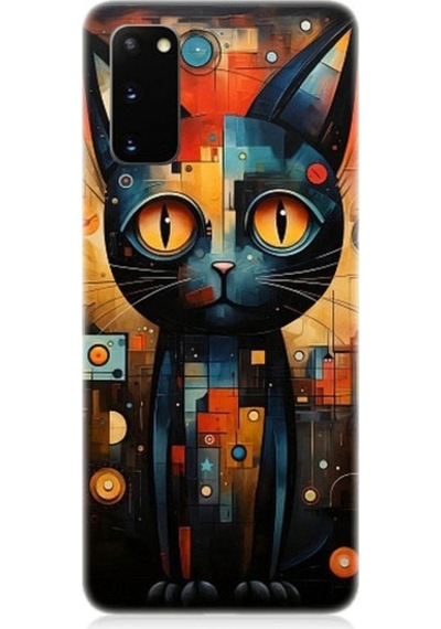 Samsung Galaxy S20 Uyumlu Kara Kedi Desenli Silikon Kılıf