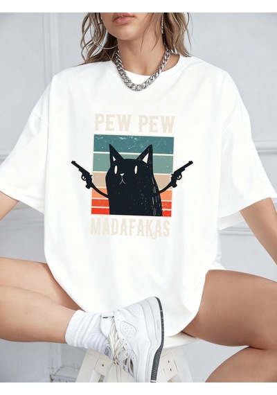 Noıssey Urban Pop Graphic Kadın Tişört Koleksiyonukod 5610 Beyaz
