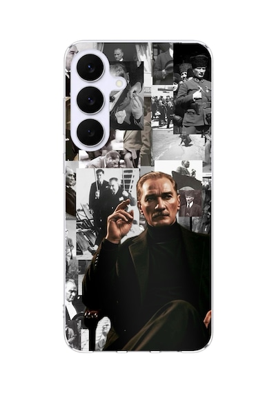 Samsung Galaxy S25 Fe Uyumlu Mustafa Kemal Atatürk Kolajları Baskılı Silikon Kılıf