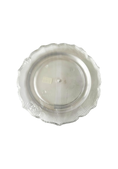 Plastik Sert Mika Şeffaf Tabak - Parti Sunum Yemek Tabağı - Yuvarlak - 26 Cm. - 6 Adetlik 3 Paket Şeffaf