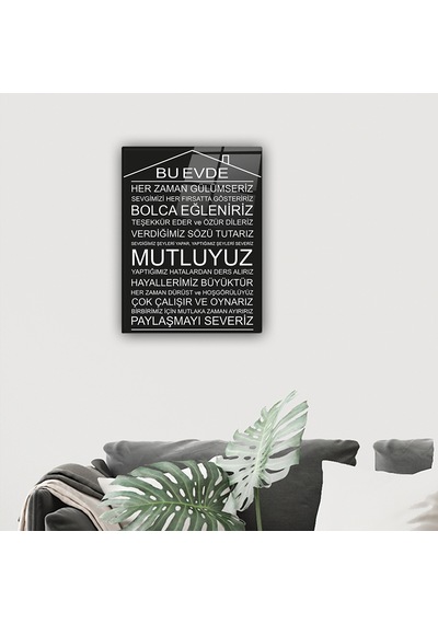 Decorita Cam Tablo | Bu Ev - Siyah Fon