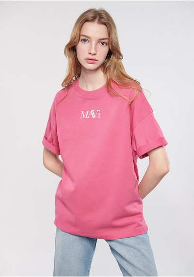 Mavi - Mavi Logo Baskılı Pembe Tişört 1611593-84680 Pembe