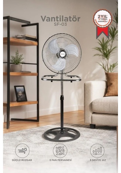 Delux Serisi Vantilatör 18 Inc 55w Fan Sf03 Gümüş Geniş Sıcak Oda