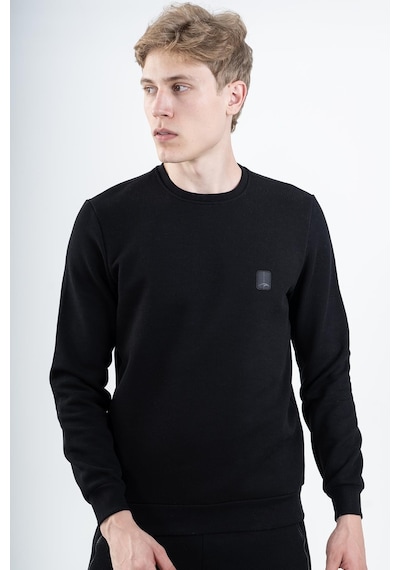 Maraton Sportswear Regular Erkek Bisiklet Yaka Takma Kol Basic Siyah Sweatshirt 21796-siyah Siyah