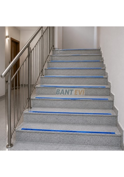 Mavi Merdiven Kaydırmaz Bant 2.5cmx25m İnce Mavi Kaymaz Bant Zemin Kaydırmaz