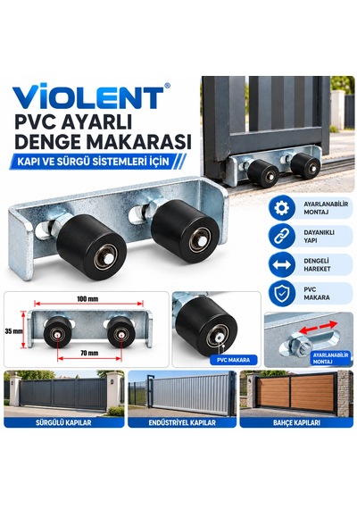 Kapı Denge Makarası Ayarlı Çiftli Pvc Tip 1 Adet Gönderilir 35 Mm 1 Adet