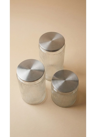 3 Lü Metal Vakum Kapaklı Cam Saklama Kabı Seti 1000 Ml 1500 Ml 2000 Ml Fitilli Cam Kavanoz Çok Renkli