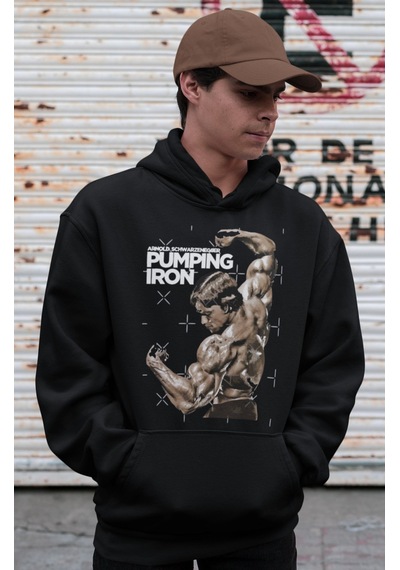 Sevbano Arnold Pumping Iron Bodybuilding Fitness Unisex Oversize Sporcu H Siyah