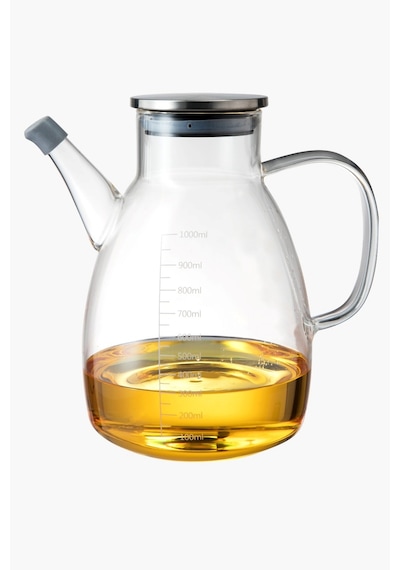 Reoona Mermer Stantlı 2li Borosilikat Cam Yağdanlık Sirkelik Tess Ölçülü 1000ml +1000 Ml Şeffaf