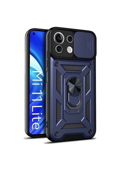 Nettech Xiaomi Mi 11 Lite Uyumlu Kızaklı Panzer Seri Arka Koruma Kılıf - Siyah Siyah