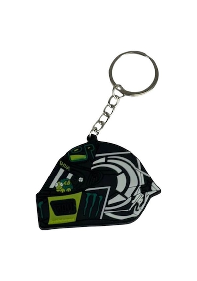 Mini Silikon Kask Anahtarlık - Siyah-yeşil Çok Renkli