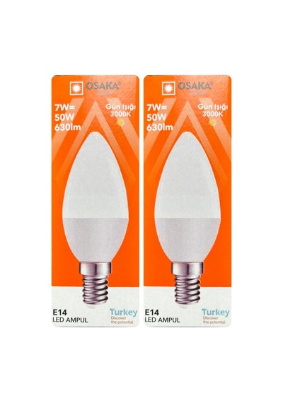 Osaka 7w 50w Sarı Işık 3000k E14 Duylu Led Mum Ampul, 2 Adet Diğer