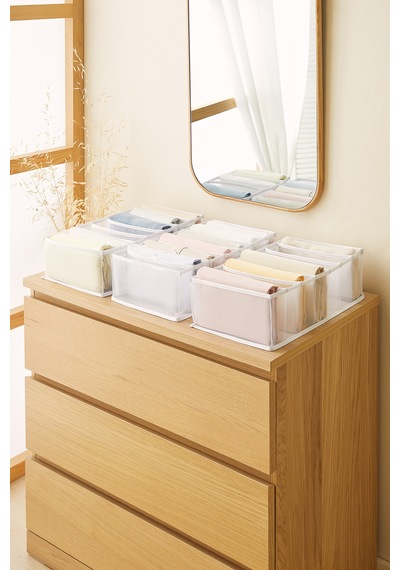 Ocean Home Textile 3'lü 7 Bölmeli Beyaz Renk File Çekmece İçi Düzenleyici Set