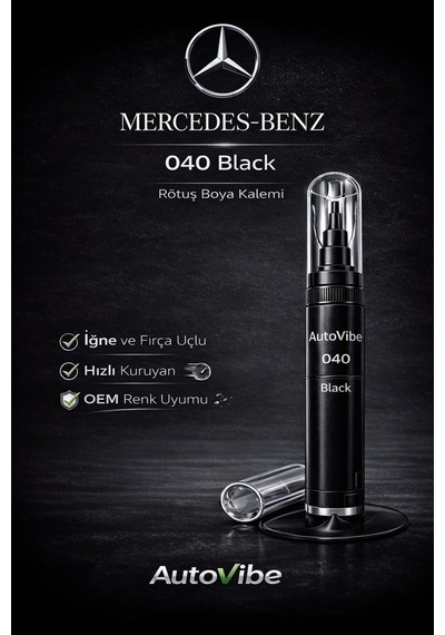 Mercedes-benz Rötuş Boyası Ve Rötuş Çeliği Seti Kalemi 040 Black Araç Çizik Giderici