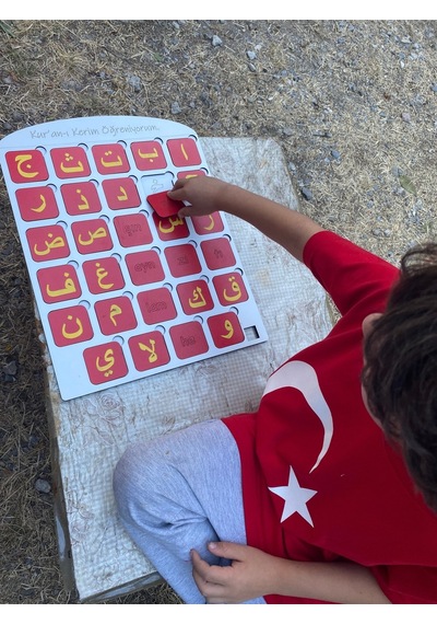 Elifba Öğretici Kur'an Alfabesi Öğreniyorum İsim Yazılabilen Ahşap Yapboz Harf Panosu