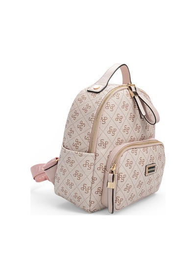 Silver & Polo Silver Polo Pembe - Pudra Monogram Kadın Sırt Çantası Sp1130