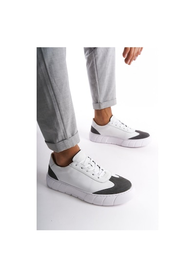 Mubiano Hakiki Deri Erkek Spor Ayakkabı & Sneaker Gri/beyaz -mbkry506-grb Gri/beyaz