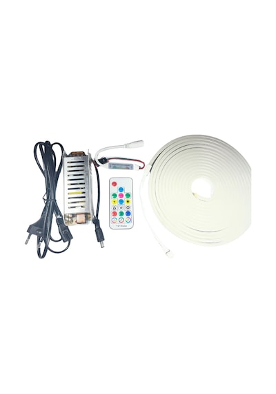 Müzik Modlu Rf Kontrollü 6x12mm Esnek Pixel Rgb Neon Şerit Led Set 5 Metre Adaptörlü Set