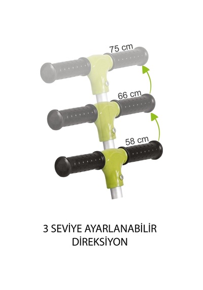 Boony Yeşil Çocuk Scooter- Bisiklet 1 Ürün 3 Özellik 50 Kg Taşıma Kapasiteli Yeşil
