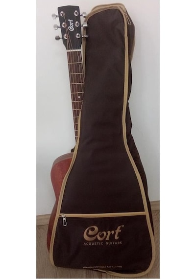 Cort Ad Mını M Op 3/4 Ölçek Akustik Gitar - Gig Bag Dahil Başlangıç/orta Seviye Tüm Gövde Maun Ahşap, Kompakt 3/4 Boyut Ve Open Pore Mat Kaplama