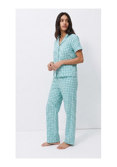 Fit Women Standart Boy Elastanlı Su Yeşili Pijama Takımı