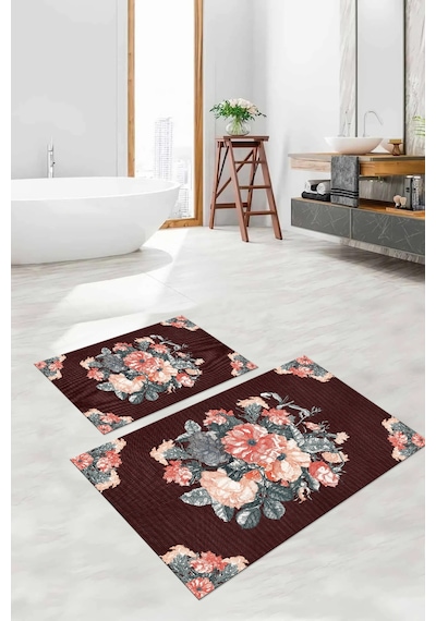 Buççin Online Mağaza Dijital Baskılı Yıkanabilir Kaymaz Taban Çiçek Detaylı Banyo Paspası Klozet Takımı Polyester Bordo Çok Renkli Buççin Online Mağaza Dijital Baskılı Yıkanabilir Kaymaz Taban Çiçek Detaylı Banyo Paspası Klozet Takımı Polyester Bordo Çok Renkli