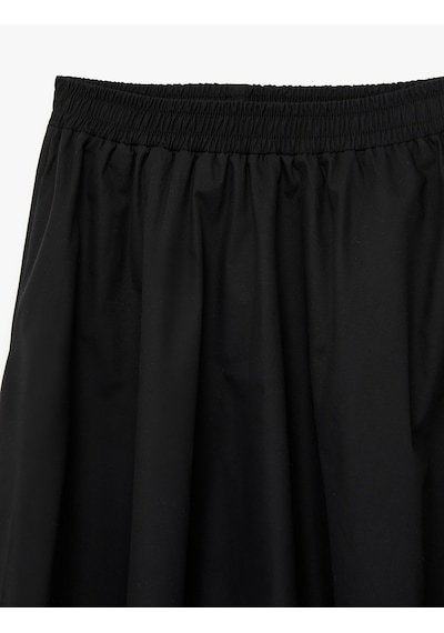 Koton Pamuklu Beli Lastikli Çan Kesim Poplin Midi Etek Siyah 6sak70011pw Siyah