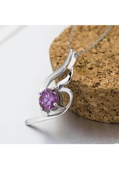 Brezza Lusso Jewelry Gümüş Zirkon Taşlı Melek Kalbi Kadın Kalp Kolye 45 CM Beyaz