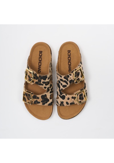 San12-leo Bohonomad Santorini Kadın Terlik Leopar