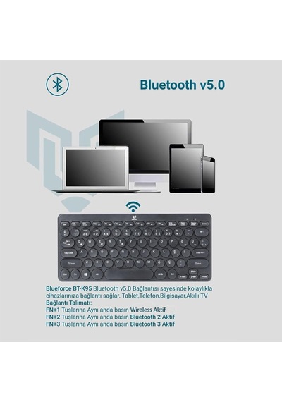 Bt-k95 2,4ghz Wireless+bluetooth Kablosuz Sessiz Klavye Siyah Çift Modlu Telefon Tablet Mac Uyumlu