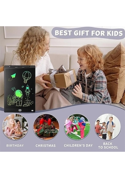 20 Inc Renkli Lcd Grafik Dijital Kalemli Çizim Tableti Yazı Tahta Not Yazma Eğitim Tableti Siyah Çok Renkli