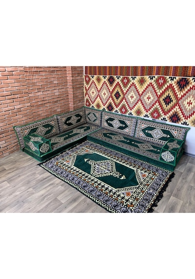 Coton Şark Köşesi Saraylı Desen Minder Takımı 10 Parça