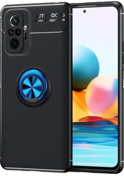 Redmi Note 10 Pro Kılıf Yüzüklü Sağlam Esnek Ringo Silikon Kapak Siyah - Mavi
