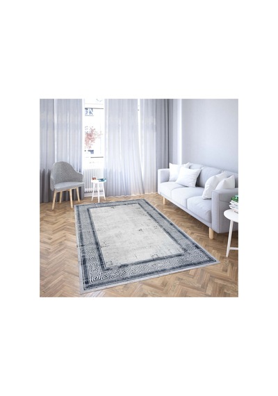 Vicenza Makinede Yıkanabilir Kaymaz Taban Dekoratif Modern Mutfak Yolluk Koridor Ve Salon Halısı Gri