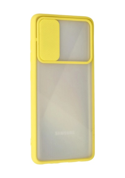 Newface - 620 - Samsung Galaxy Uyumlu A71 Kılıf Palm Buzlu Kamera Sürgülü Silikon - Csmo-tex - - Sarı