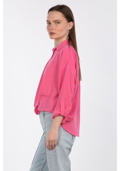 Barrels And Oıl Etek Ucu Düğümlü Gömlek - Pembe Pembe