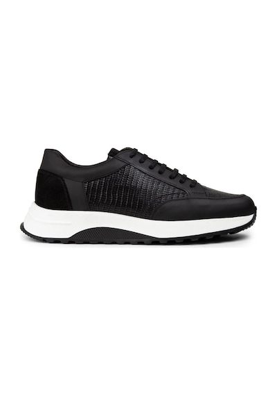 Deery Hakiki Deri Siyah Erkek Sneaker Ayakkabı - 01984Msyhe02 Siyah
