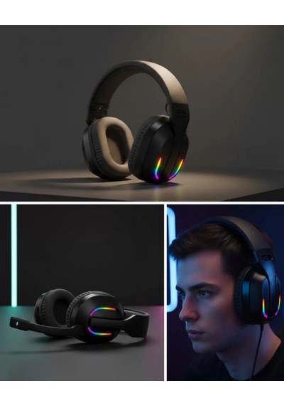 Hepsi Rgb Aydınlatmalı Kablosuz Oyuncu Kulaklığı Konsol Ve Pc Uyumlu Najmaddin
