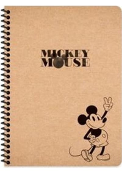 Mickey Mouse 16x22 Cm Çizgisiz Defter Beyaz Sayfa Kraft Kapak 80 Sayfa K3