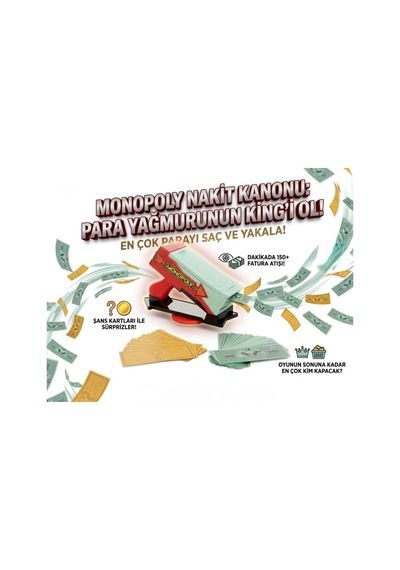 Monopoly Para Yağmuru 100 Adet Banknotlu 25 Adet Şans Kartlı Eğlenceli Aile Kutu Oyunu 1