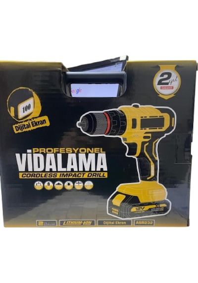 Asr232 Profesyonel 12v Dijital Ekranlı Akülü Vidalama Matkap Seti Darbeli 2 Yıl Garantili