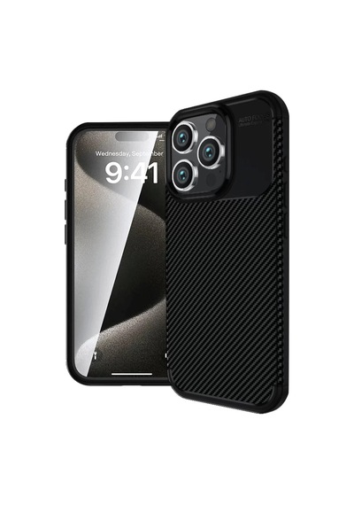 Newface Apple İphone 16 Pro Kılıf Auto Focus Karbon Kapak - Siyah