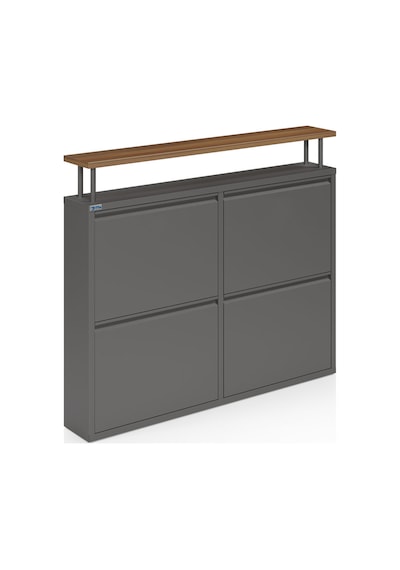 Ceha Tablalı 4'lü Metal Ayakkabılık - Füme K.AYK-2.4/AC/P 7979