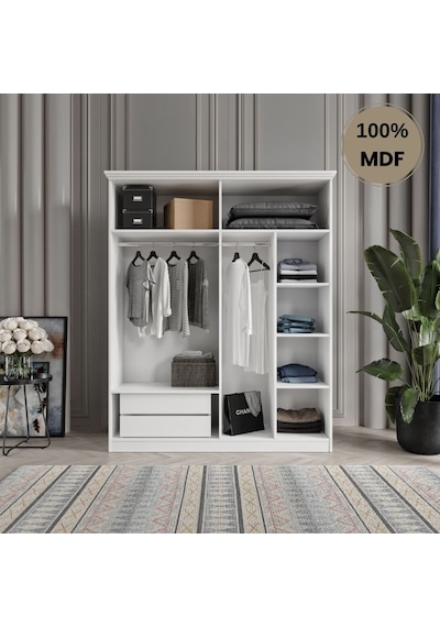 Soho 4 Kapak Mdf Gardırop Beyaz