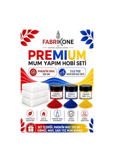 Premium Mum Yapım Hobi Seti - Parafin Wax 250 Gr - 3'lü Toz Mum Boyası Seti - Kırmızı, Mavi, Sarı Bkfabpw2503kmsr Karışık