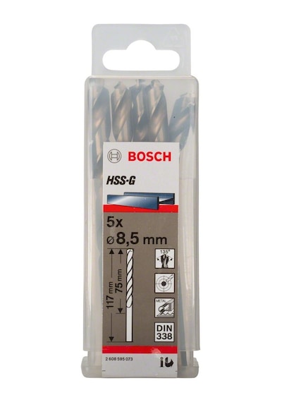 Bosch HSS Taşlanmış Spiral Matkap Ucu 8.5x117 mm 5'li Paket - 2608595073