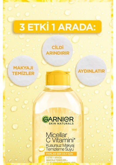 Garnier Micellar C Vitamini Kusursuz Makyaj Temizleme Suyu 400 ML + C Vitamini Parlak Günlük Aydınlatıcı Krem 50 ML